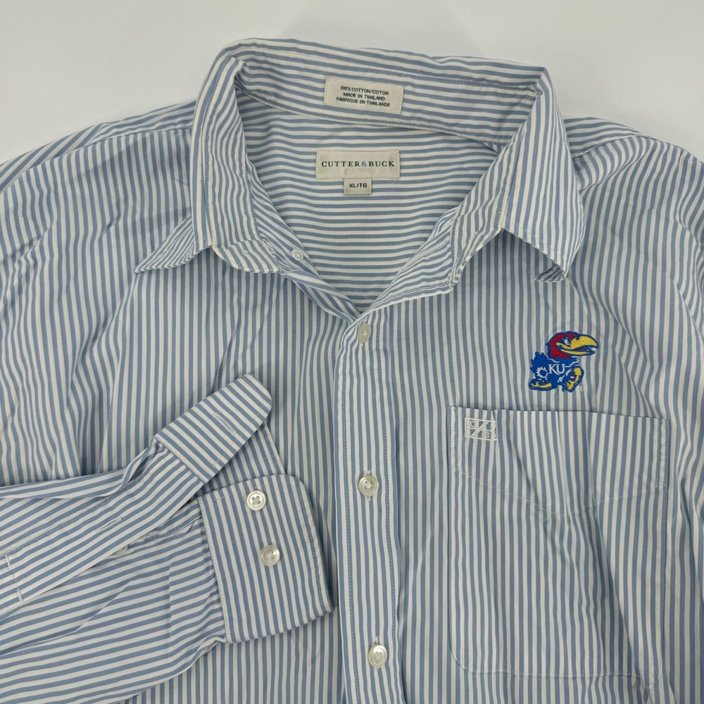 Cutter‎ & Buck Kansas Jayhawks Striped Button-Up Shirt Mens XL College